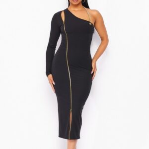 Black shoulder chain dress